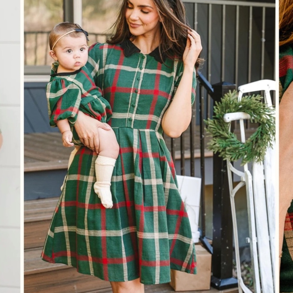 Plaid Green and Red Dress